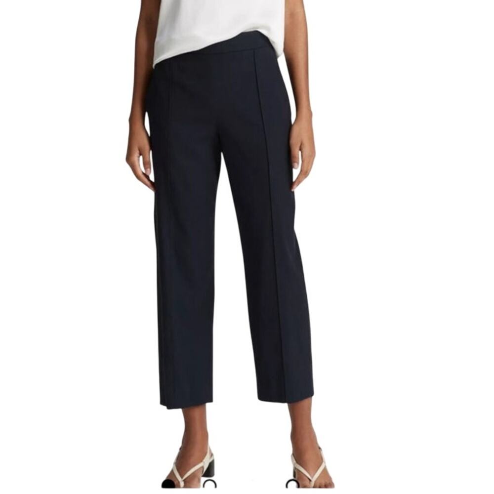 Vince Pants wool slim stretch creased straight leg navy blue size 2